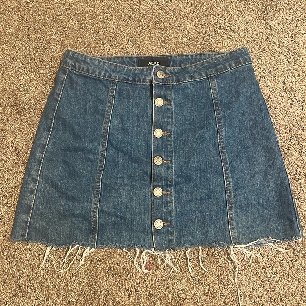 Aeropostale medium wash high rise denim skirt- Size 8